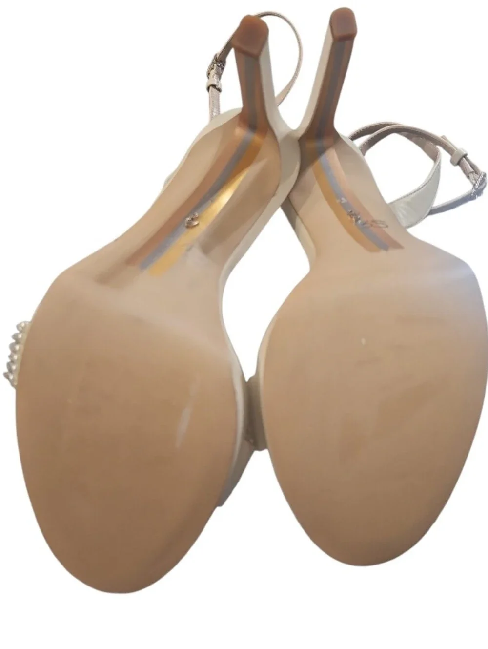Sam Edelman Jade Perla Pearl Embellished Platform Sandals Ivory 8.5
